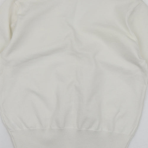 Luc-ce Womens White V-Neck  Viscose Cardigan Jumper Size M