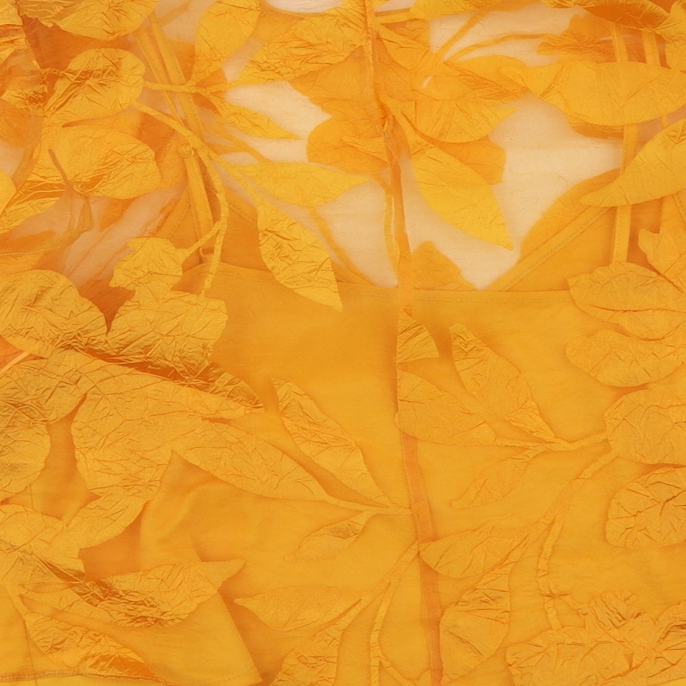 Rives Island Womens Orange Geometric Viscose Basic Blouse Size 14 Round Neck