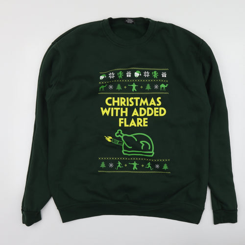 RTX  Mens Green Geometric Polyester Pullover Hoodie Size 2XL   - Santa Hoodie