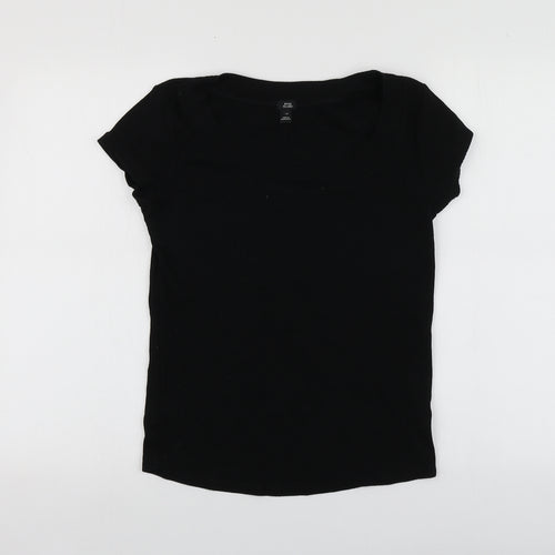River Island Womens Black  Cotton Basic Polo Size 12 Round Neck