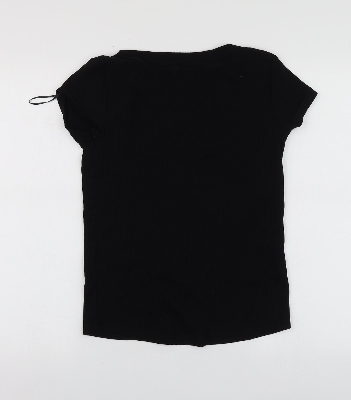 River Island Womens Black  Cotton Basic Polo Size 12 Round Neck