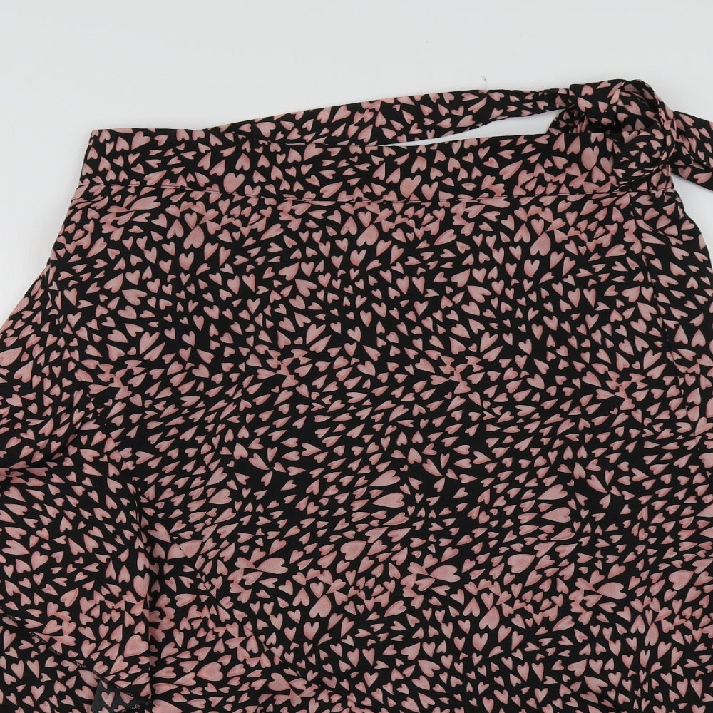 Rant&Rave Womens Black Geometric Polyester Skater Skirt Size 14