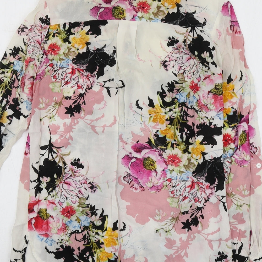 Warehouse Womens Multicoloured Floral Viscose Basic Button-Up Size 8 Collared