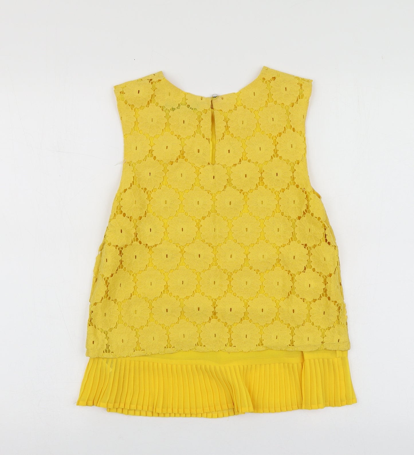 Oasis Womens Yellow  Cotton Basic Blouse Size 8 Round Neck
