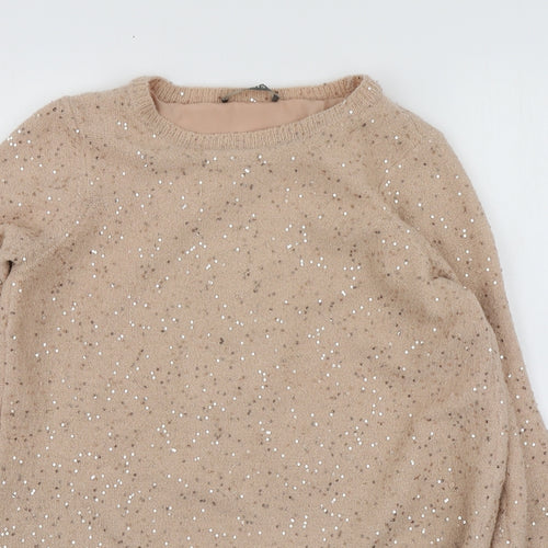 Oasis Womens Pink Round Neck  Acrylic Pullover Jumper Size XS
