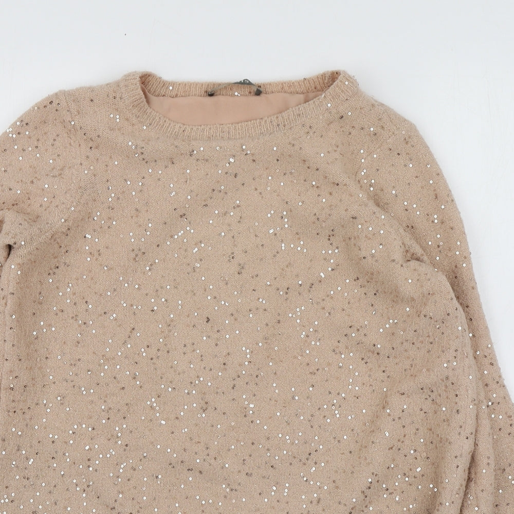 Oasis Womens Pink Round Neck  Acrylic Pullover Jumper Size XS