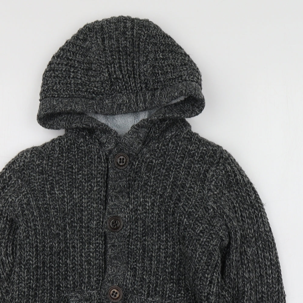 Nutmeg Boys Grey Round Neck  Acrylic Cardigan Jumper Size 8-9 Years