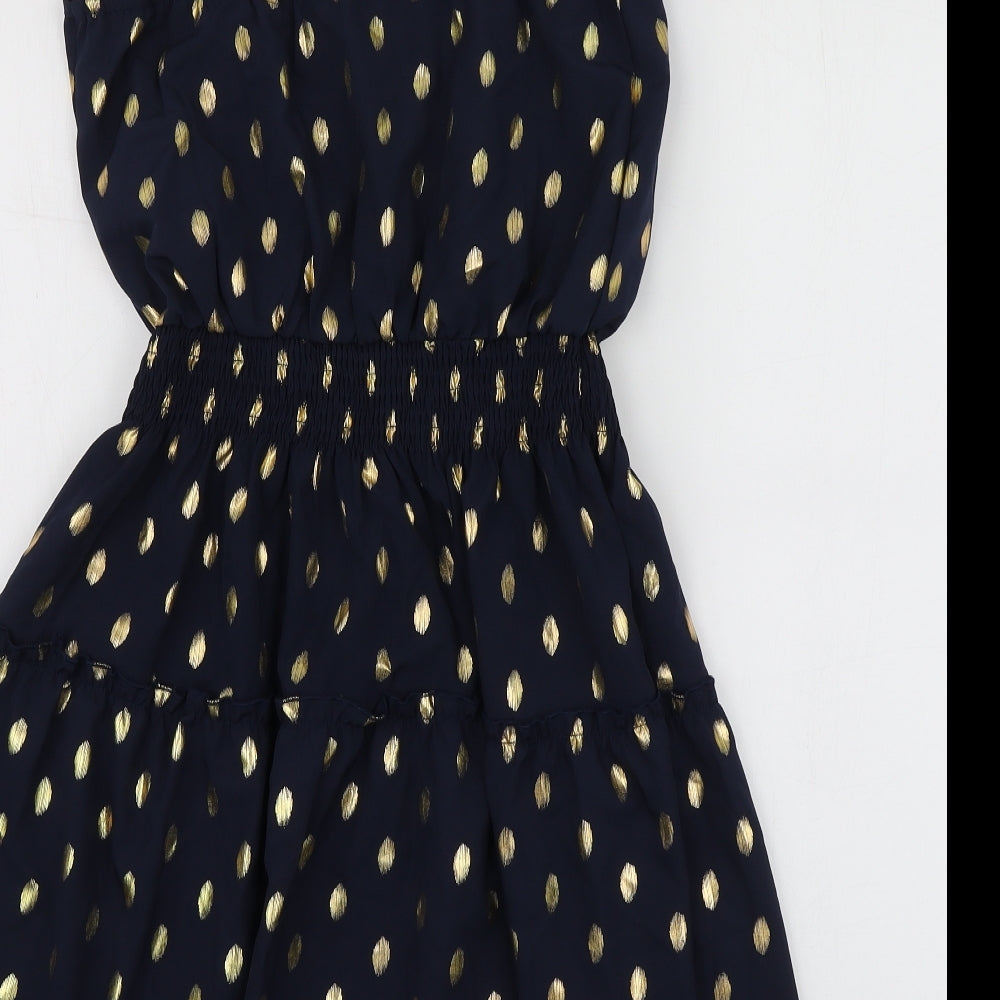 Boture Womens Blue Polka Dot Polyester Skater Dress  Size S  V-Neck