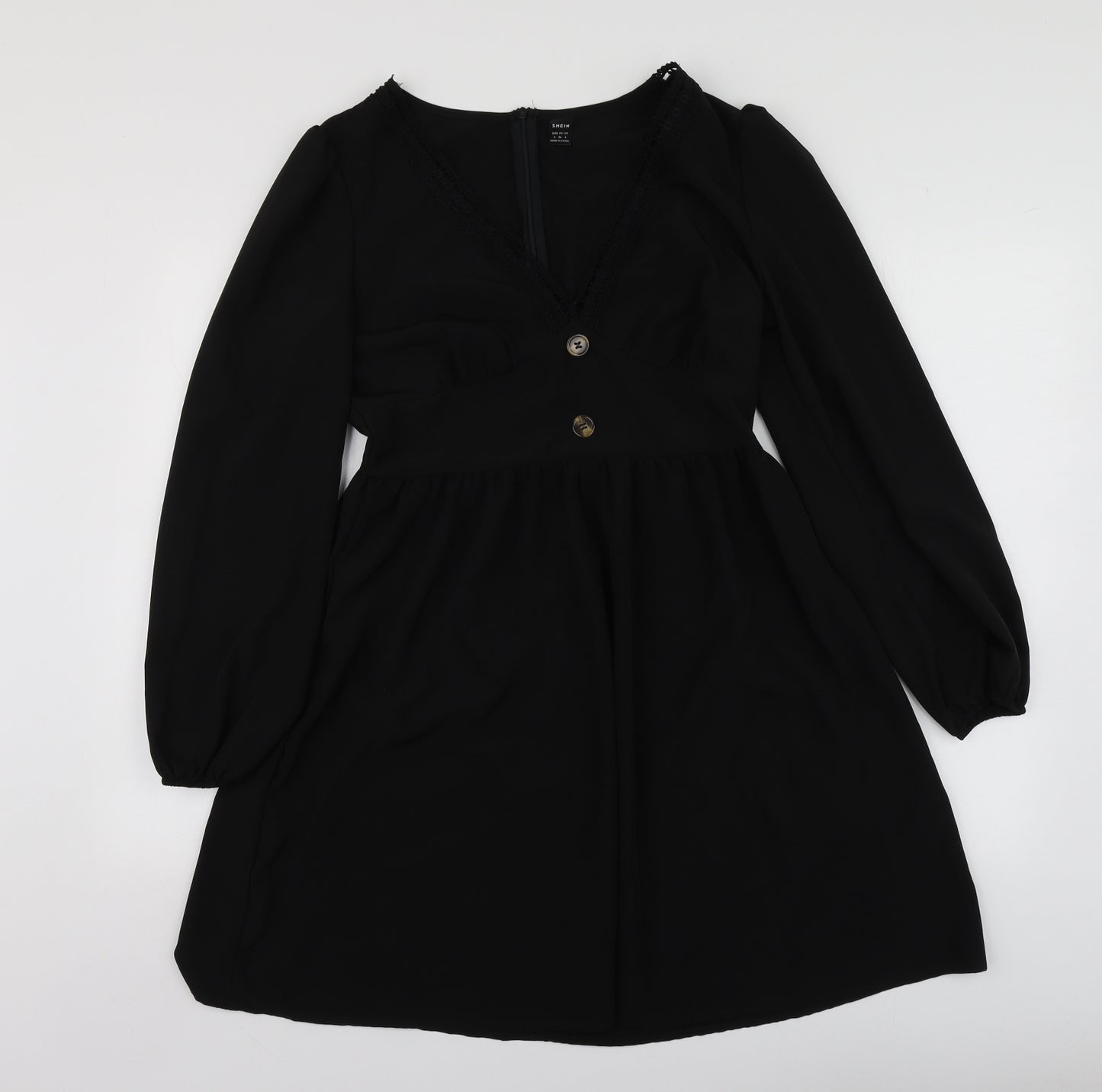 SheIn Womens Black  Polyester Skater Dress  Size S  V-Neck