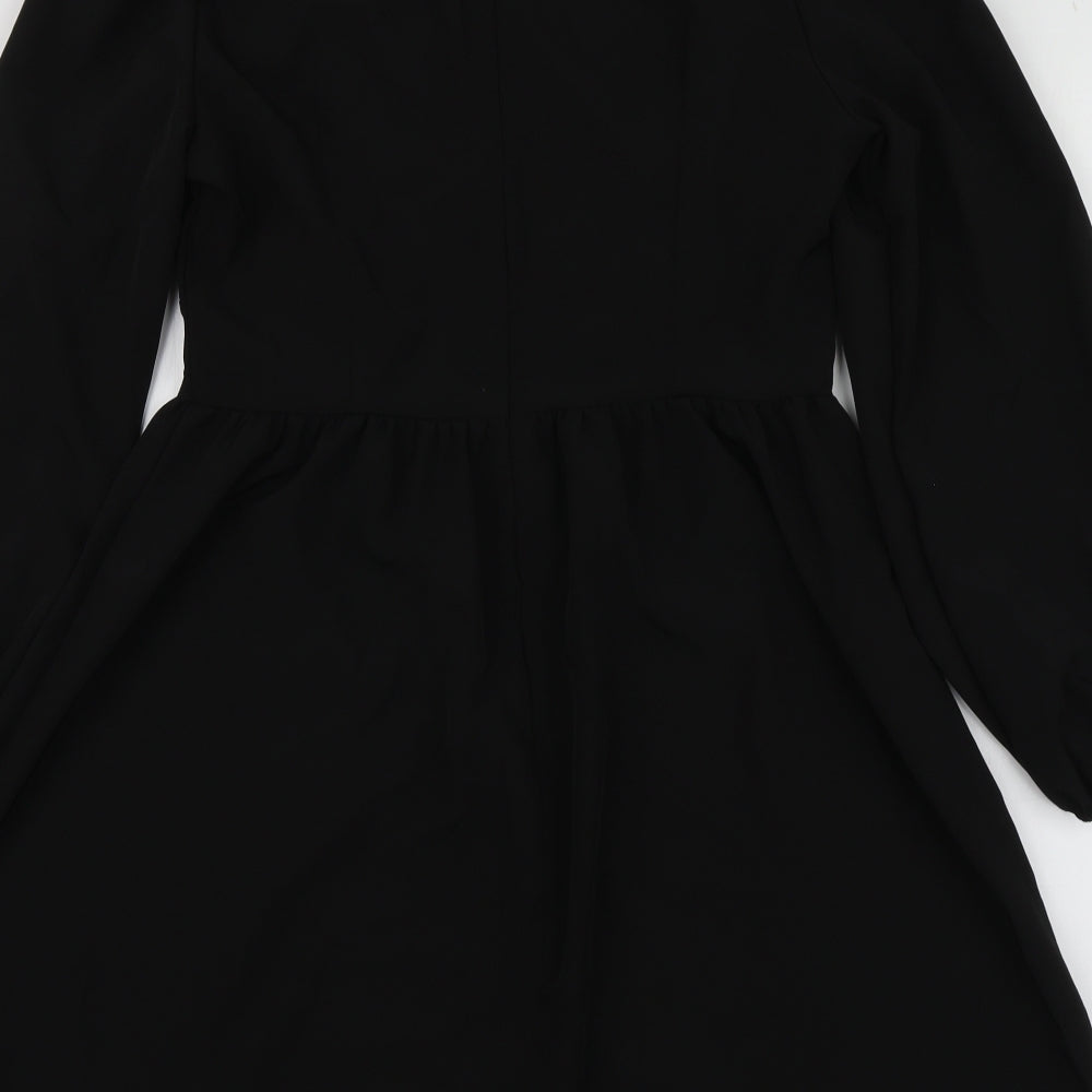 SheIn Womens Black  Polyester Skater Dress  Size S  V-Neck