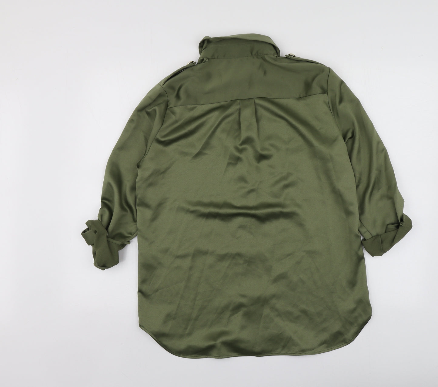 River Island Womens Green  Polyester Basic Blouse Size 8 Collared