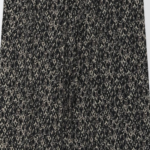 M&S Womens Black Geometric Viscose Trousers  Size 8 L28 in Regular