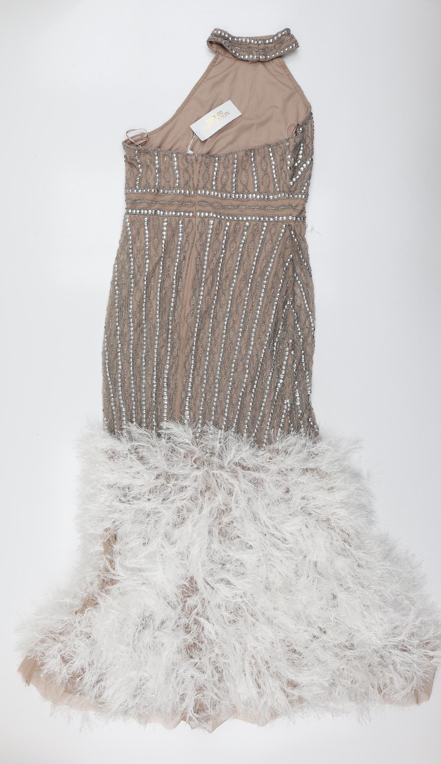 Boohoo Womens Beige  Polyester A-Line  Size 12  Halter