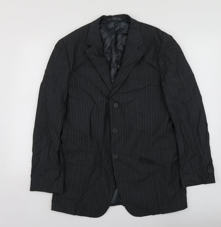 Butlera and Webb Mens Grey Striped Polyester Jacket Suit Jacket Size 38