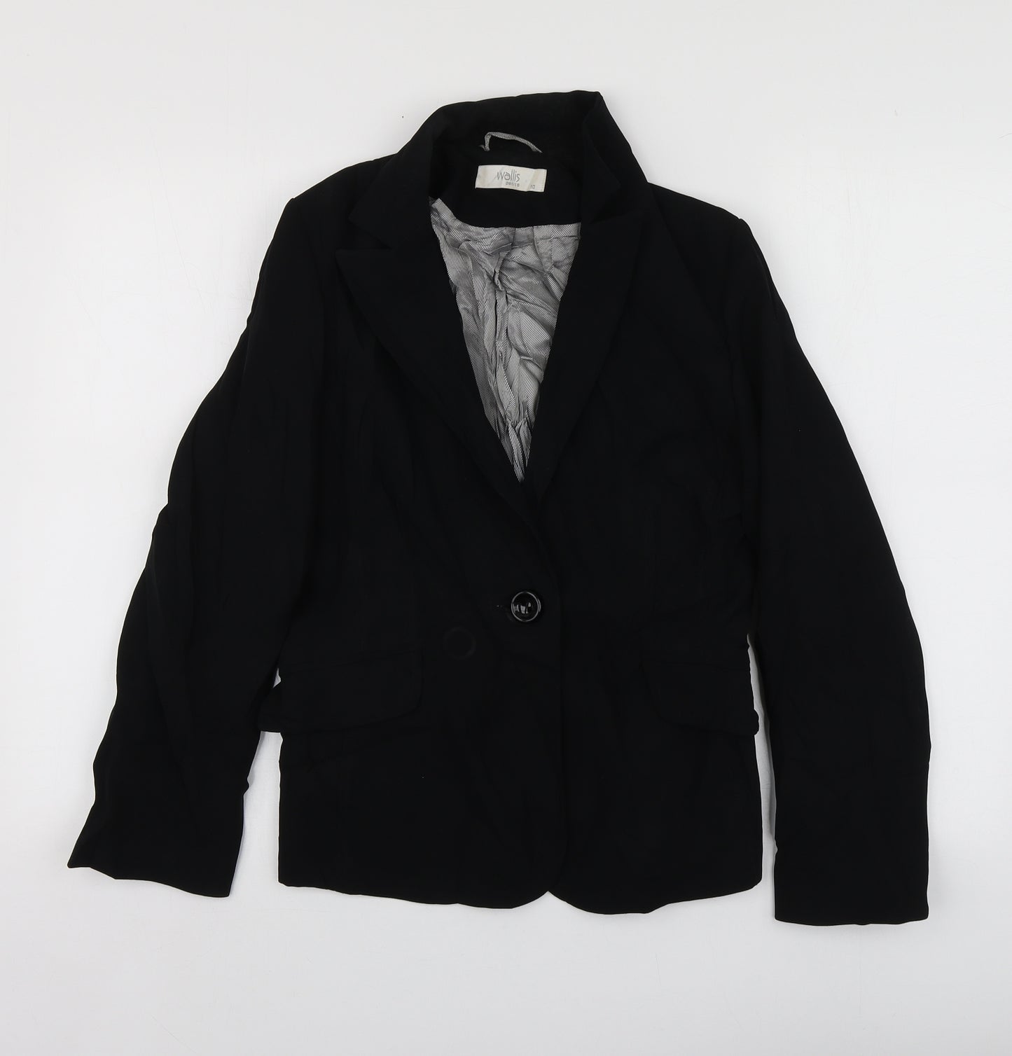 Wallis  Womens Black  Polyester Jacket Suit Jacket Size 10