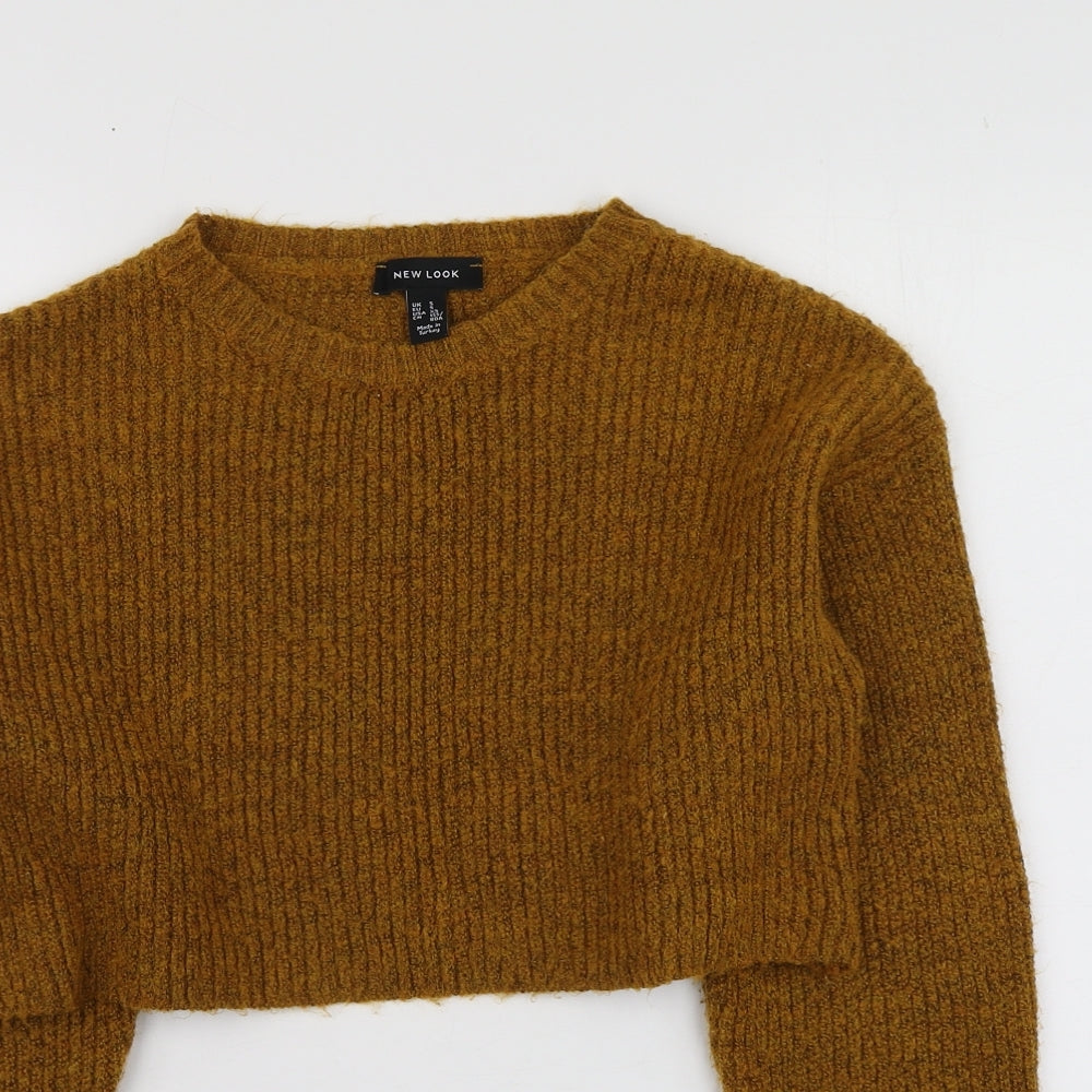 New Look Womens Yellow Round Neck  Acrylic Pullover Jumper Size S
