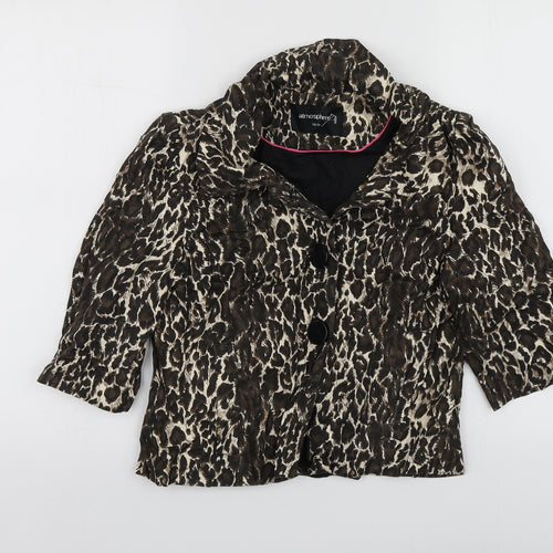 Atmosphere Womens Brown Animal Print Cotton Jacket Suit Jacket Size 10