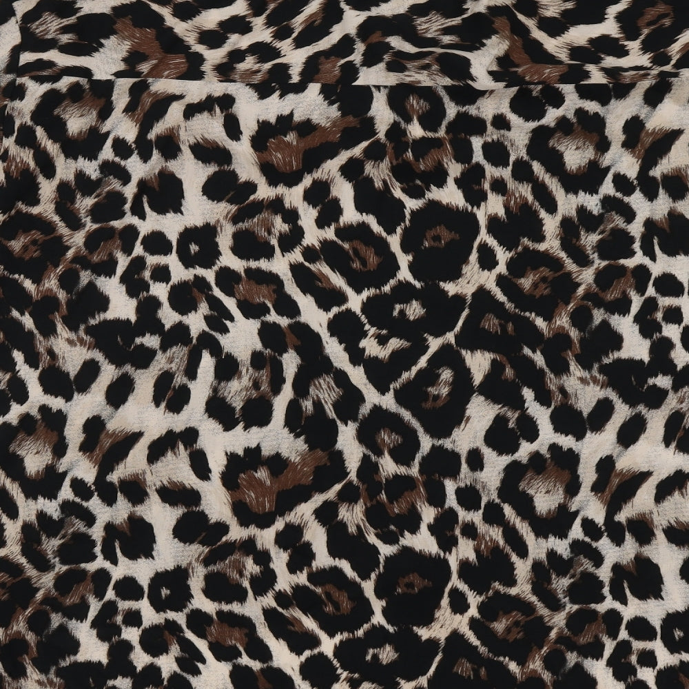F&F Womens Brown Animal Print Polyester Basic Button-Up Size 22 V-Neck