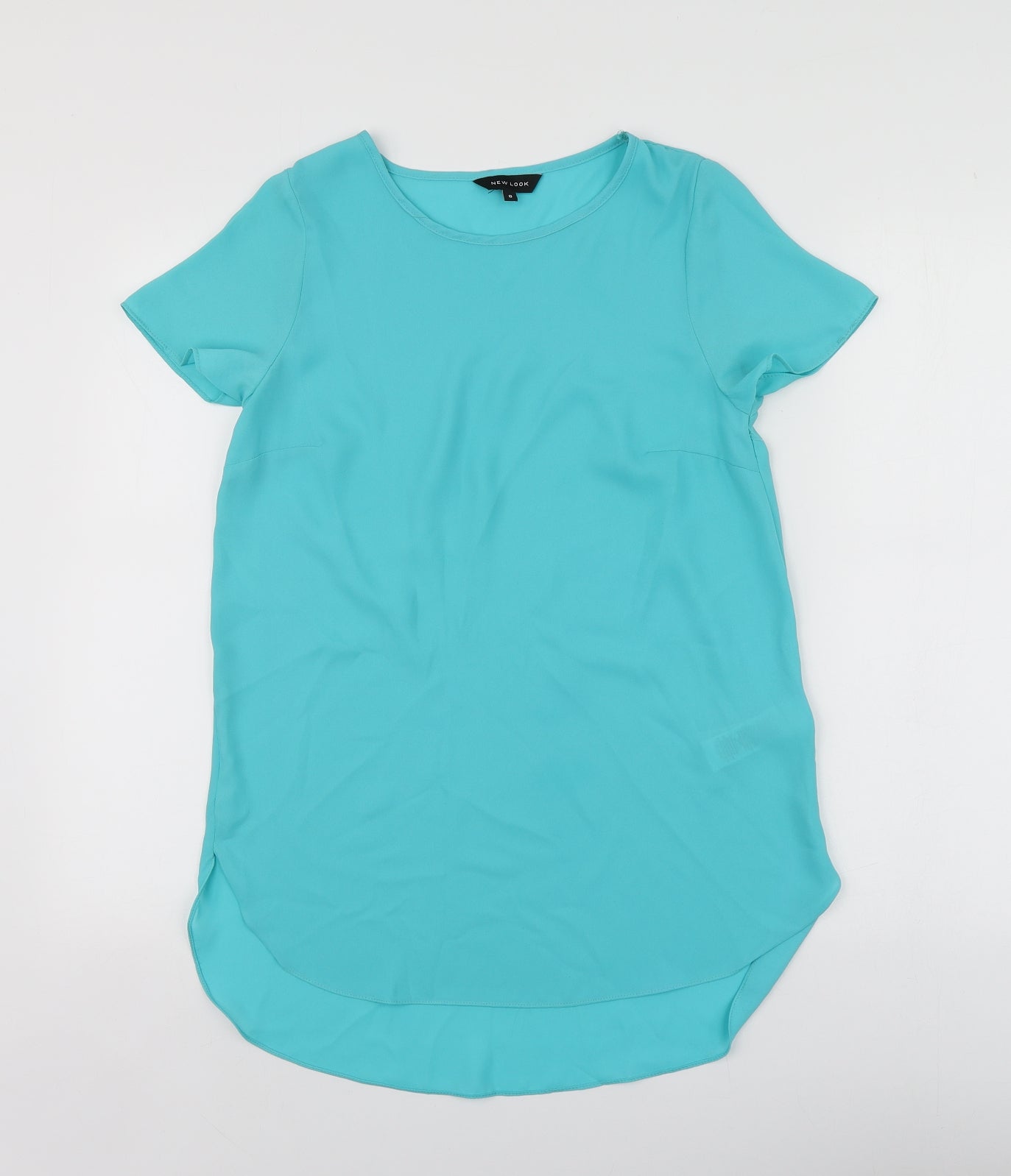 New Look Womens Blue  Polyester Basic Blouse Size 8 Round Neck