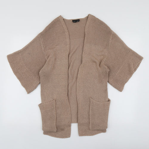Topshop Womens Beige V-Neck  Acrylic Cardigan Jumper Size 8