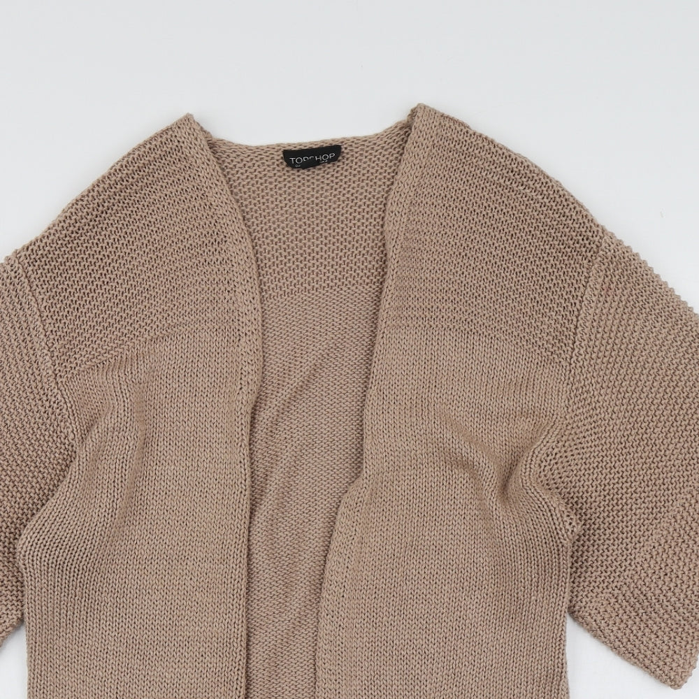 Topshop Womens Beige V-Neck  Acrylic Cardigan Jumper Size 8