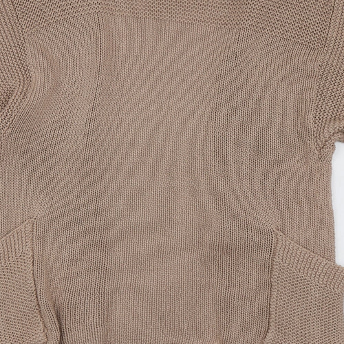 Topshop Womens Beige V-Neck  Acrylic Cardigan Jumper Size 8