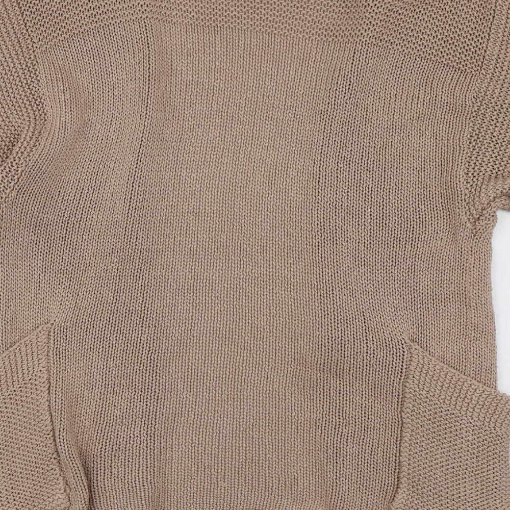 Topshop Womens Beige V-Neck  Acrylic Cardigan Jumper Size 8