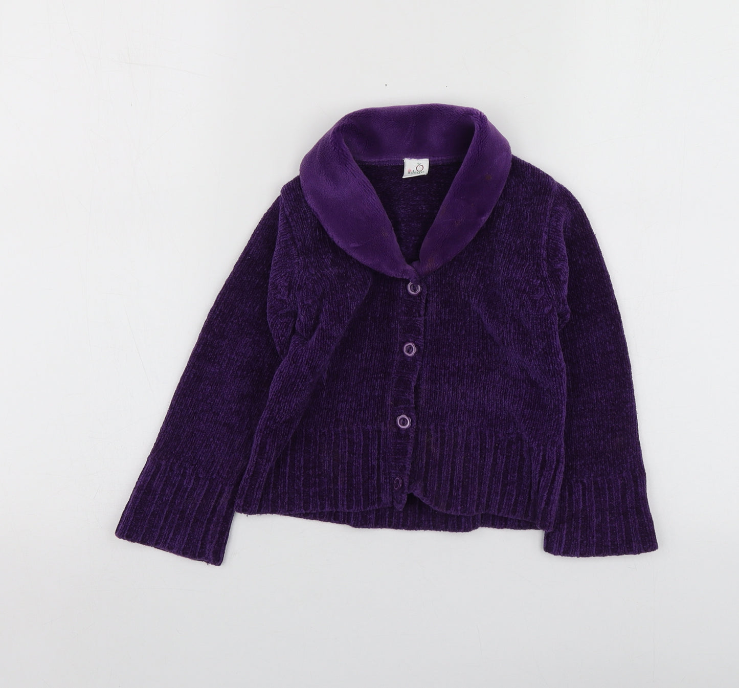 Adams Girls Purple Round Neck  Acrylic Cardigan Jumper Size 3 Years