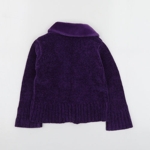 Adams Girls Purple Round Neck  Acrylic Cardigan Jumper Size 3 Years