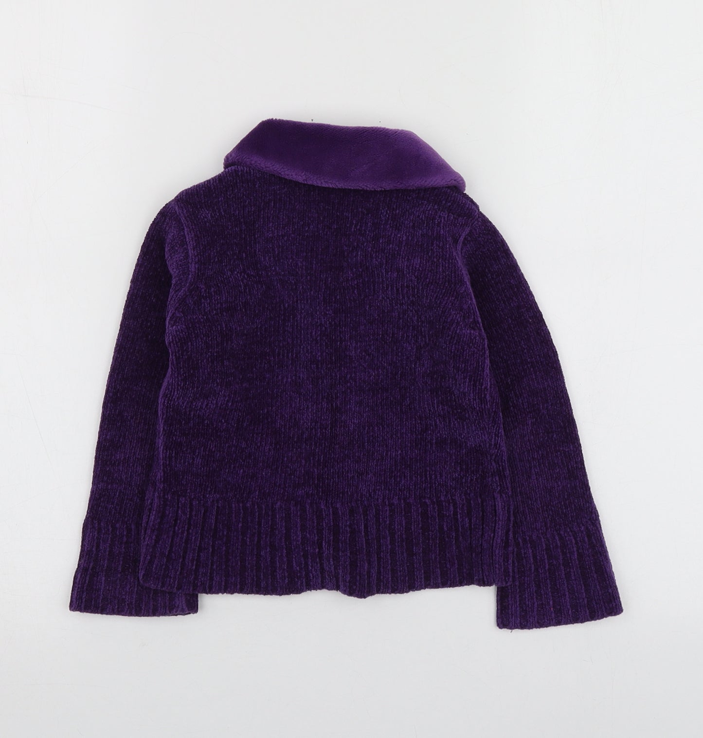 Adams Girls Purple Round Neck  Acrylic Cardigan Jumper Size 3 Years