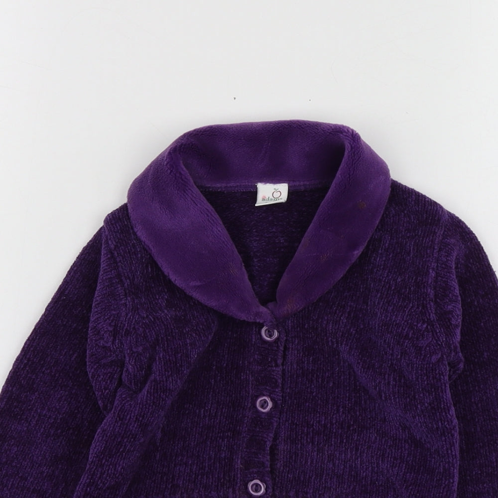 Adams Girls Purple Round Neck  Acrylic Cardigan Jumper Size 3 Years