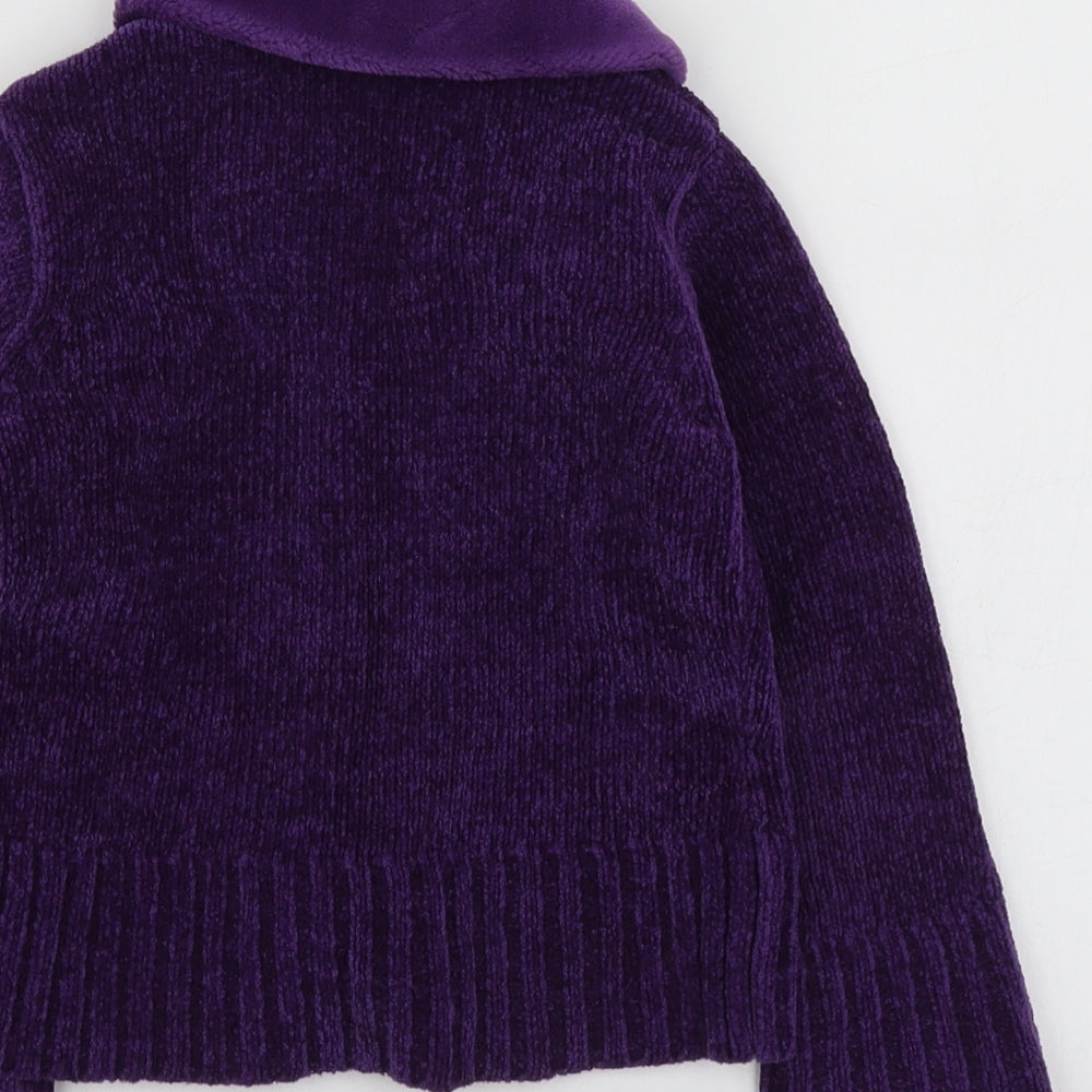 Adams Girls Purple Round Neck  Acrylic Cardigan Jumper Size 3 Years