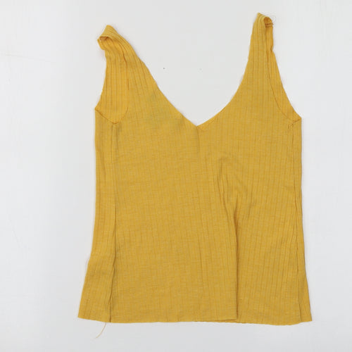 Primark Womens Yellow  Polyester Basic Polo Size 6 V-Neck