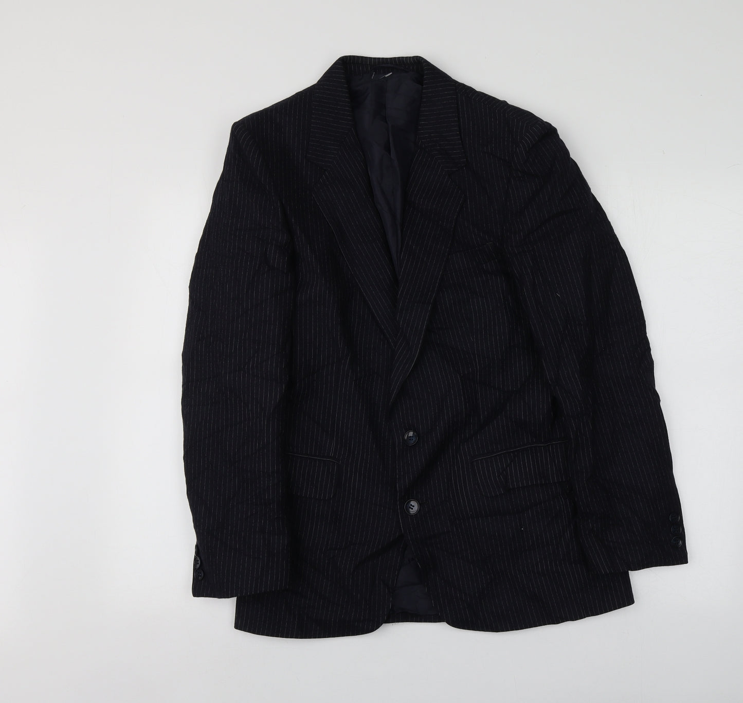 C&A Mens Blue Striped Wool Jacket Suit Jacket Size 36