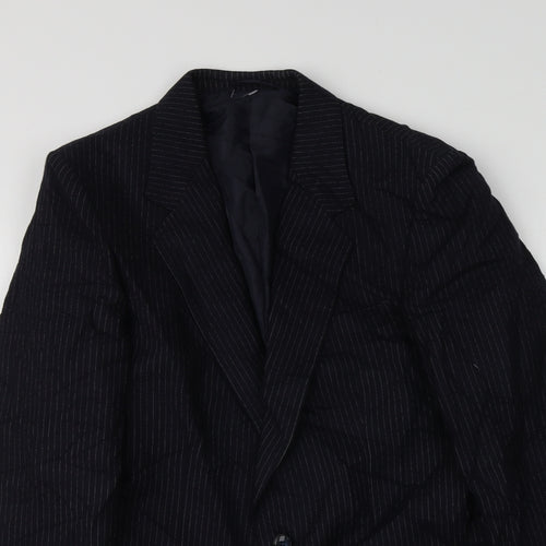 C&A Mens Blue Striped Wool Jacket Suit Jacket Size 36