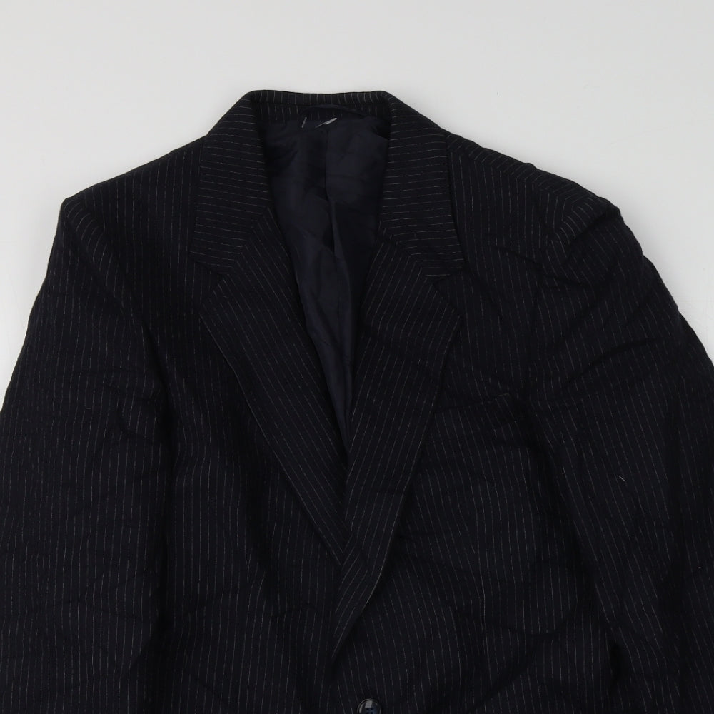 C&A Mens Blue Striped Wool Jacket Suit Jacket Size 36