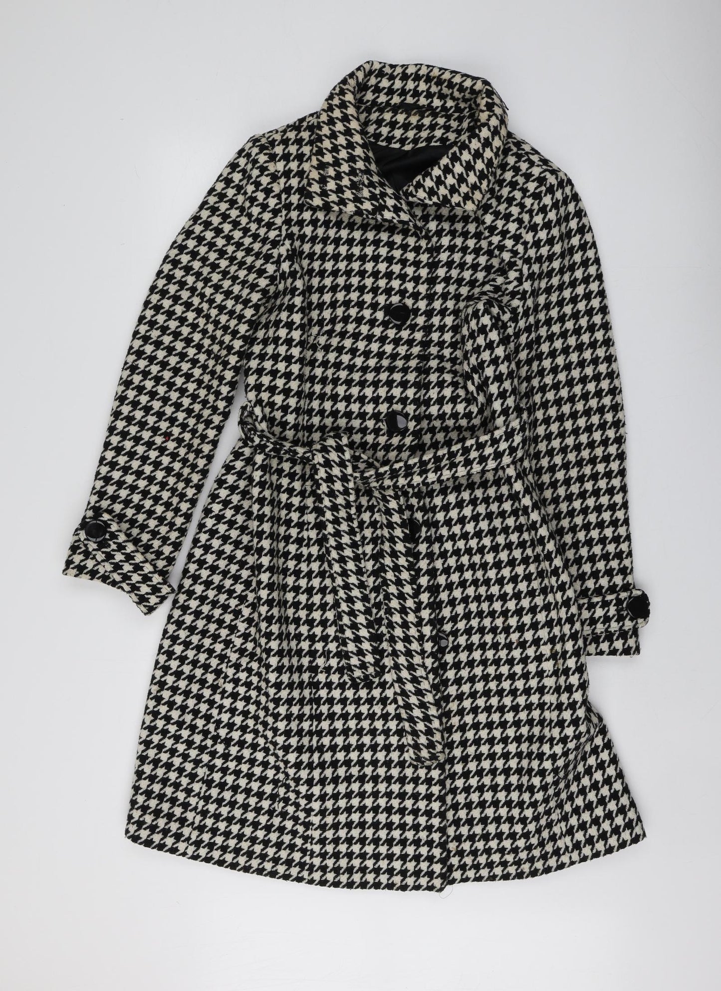 Principles Womens Black Herringbone  Pea Coat Coat Size 12