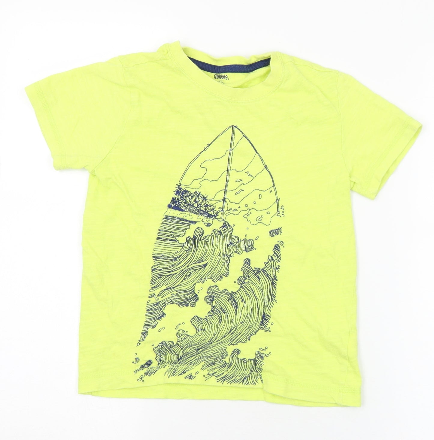 Gymboree Boys Yellow  Cotton Basic T-Shirt Size 6 Years Crew Neck