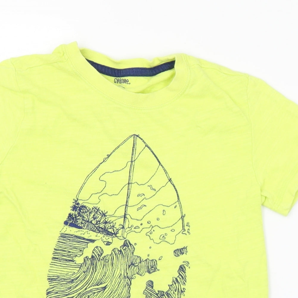 Gymboree Boys Yellow  Cotton Basic T-Shirt Size 6 Years Crew Neck