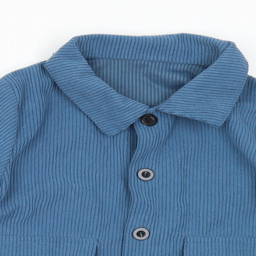 SheIn Boys Blue  Polyester Jersey Button-Up Size 4 Years Collared Button