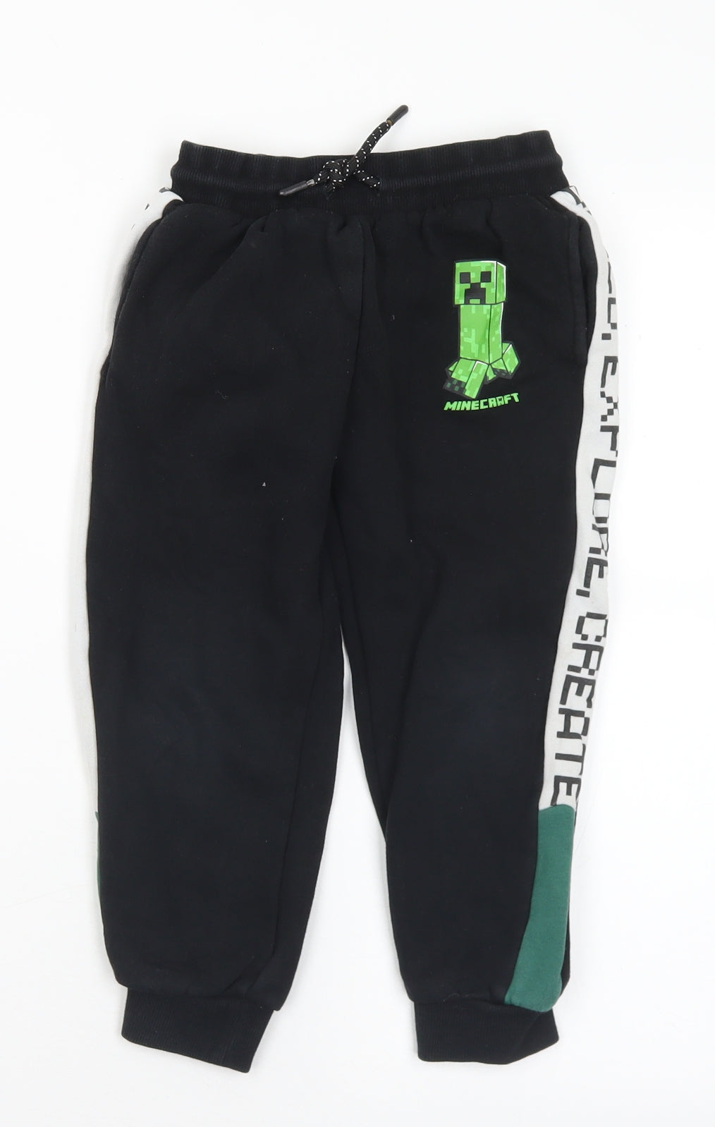 Mojang Boys Black  Cotton Jogger Trousers Size 5-6 Years  Regular Drawstring - Minecraft