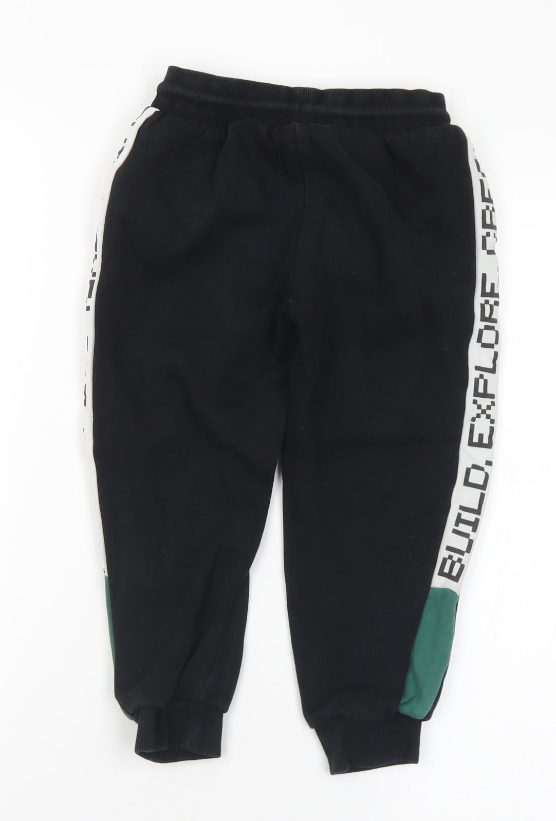 Mojang Boys Black  Cotton Jogger Trousers Size 5-6 Years  Regular Drawstring - Minecraft