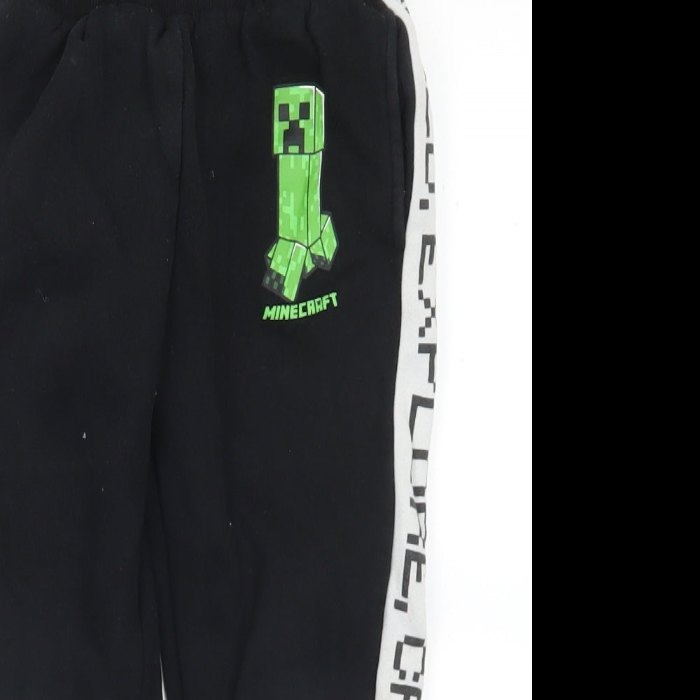 Mojang Boys Black  Cotton Jogger Trousers Size 5-6 Years  Regular Drawstring - Minecraft