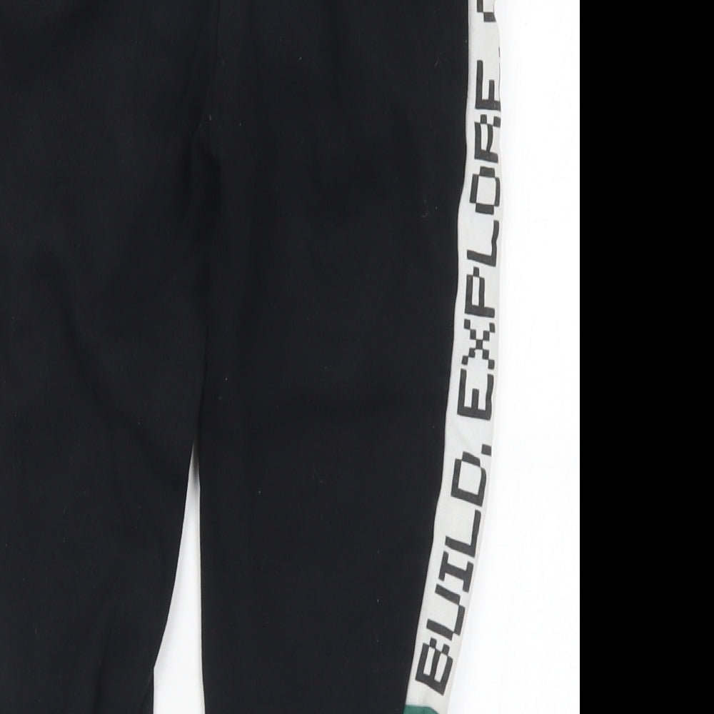 Mojang Boys Black  Cotton Jogger Trousers Size 5-6 Years  Regular Drawstring - Minecraft