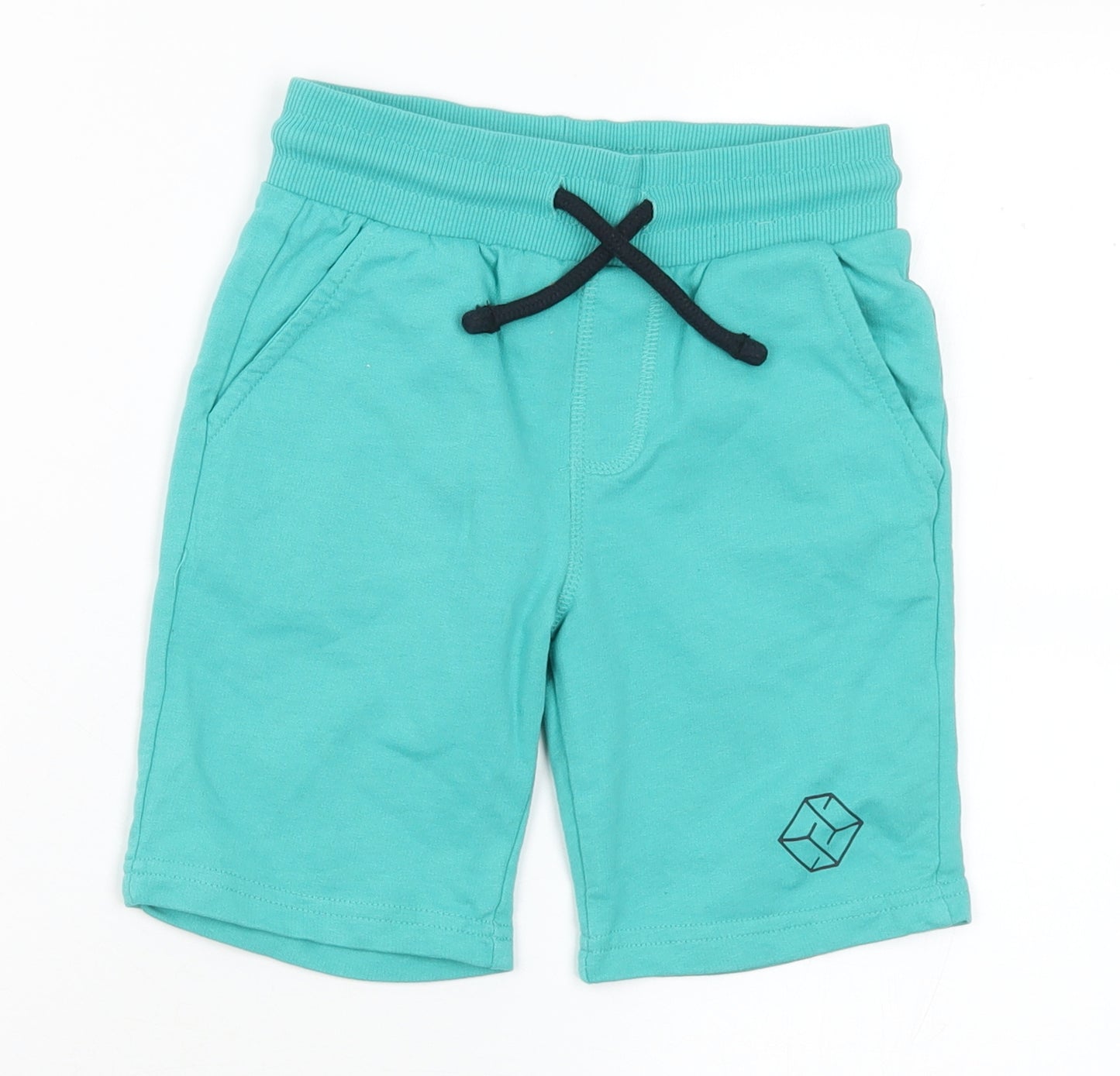 F&F Boys Green  Cotton Sweat Shorts Size 4-5 Years  Regular Drawstring