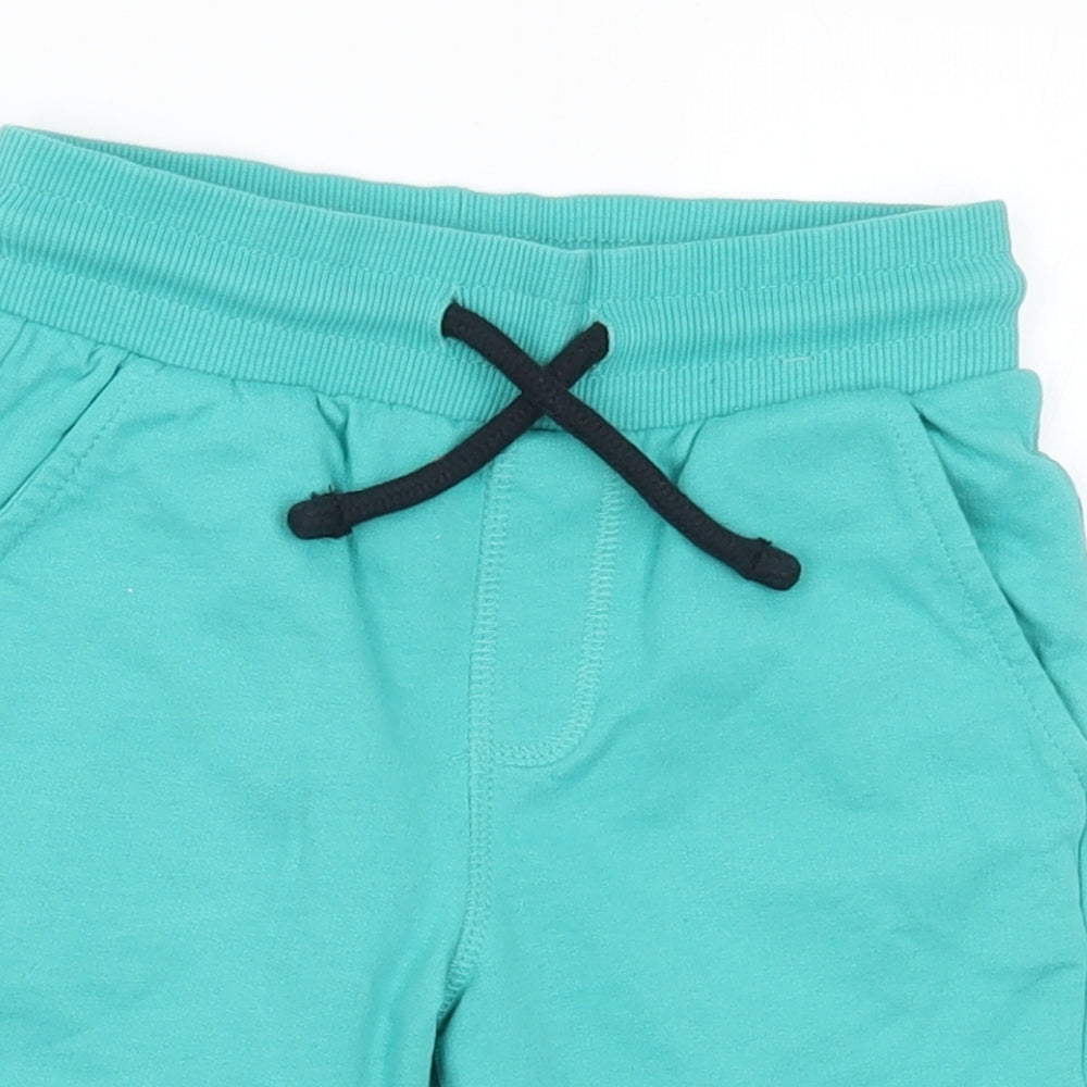 F&F Boys Green  Cotton Sweat Shorts Size 4-5 Years  Regular Drawstring