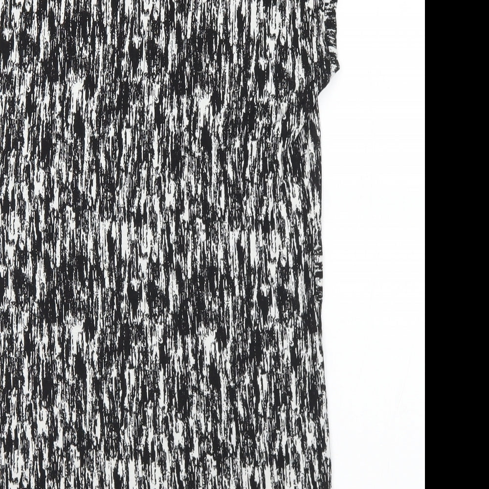 Peacocks Womens Black Geometric Viscose Tunic T-Shirt Size 12 V-Neck