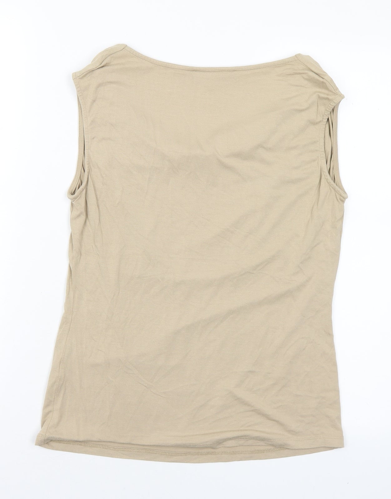 Damsel in a Dress Womens Beige  Viscose Basic T-Shirt Size 12 Cowl Neck