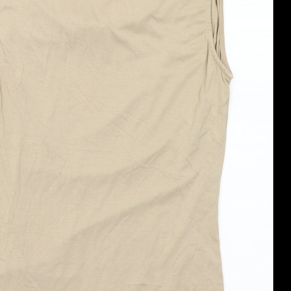 Damsel in a Dress Womens Beige  Viscose Basic T-Shirt Size 12 Cowl Neck