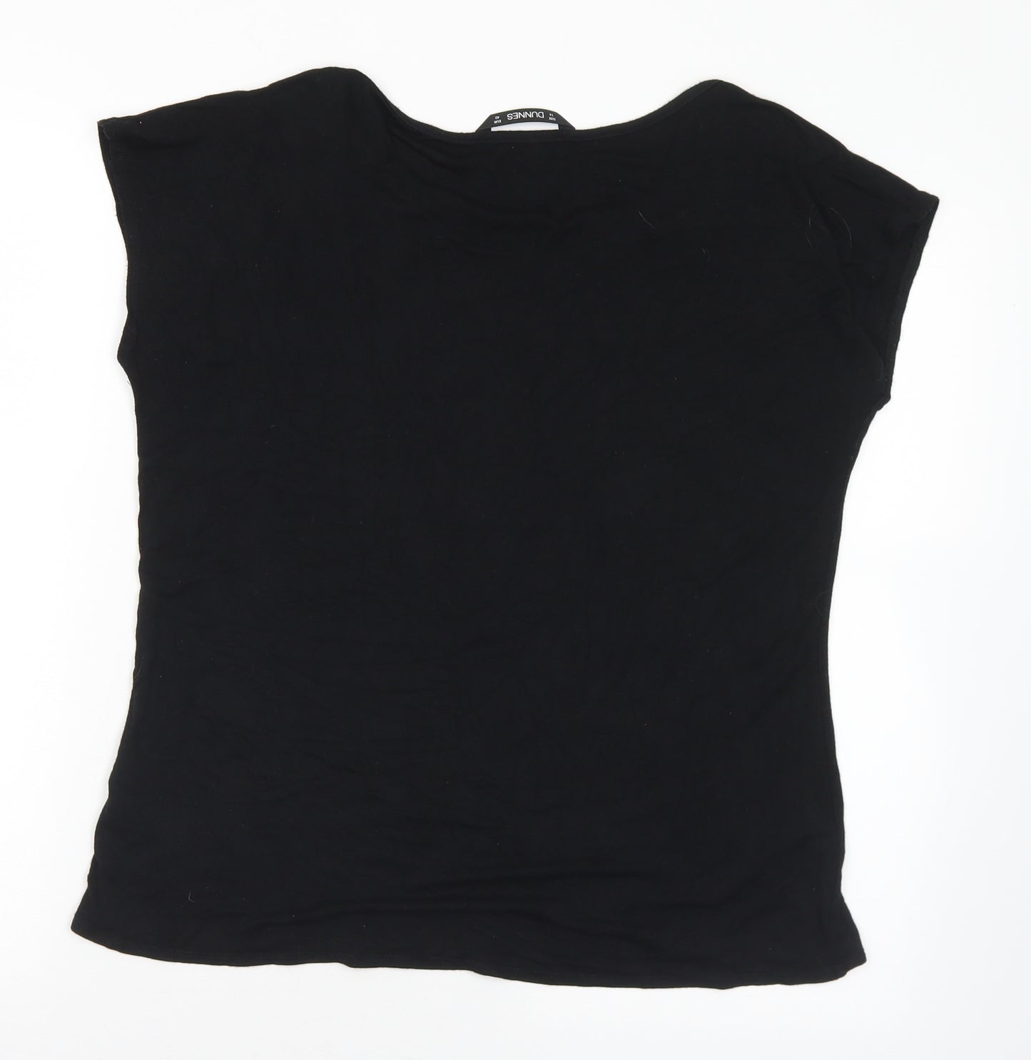 Dunnes Stores Womens Black  Viscose Basic T-Shirt Size 14 Round Neck - Cross